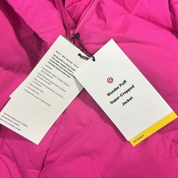 lululemon Wunder Puff Super-Cropped Jacket Sonic Pink - Picture 6 of 9